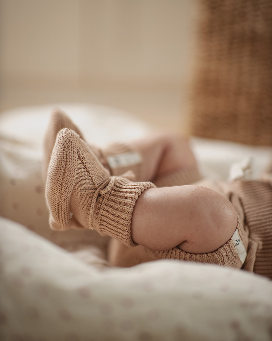 Saga Copenhagen Baby Strickschuhe - Bio-Baumwolle | Nude