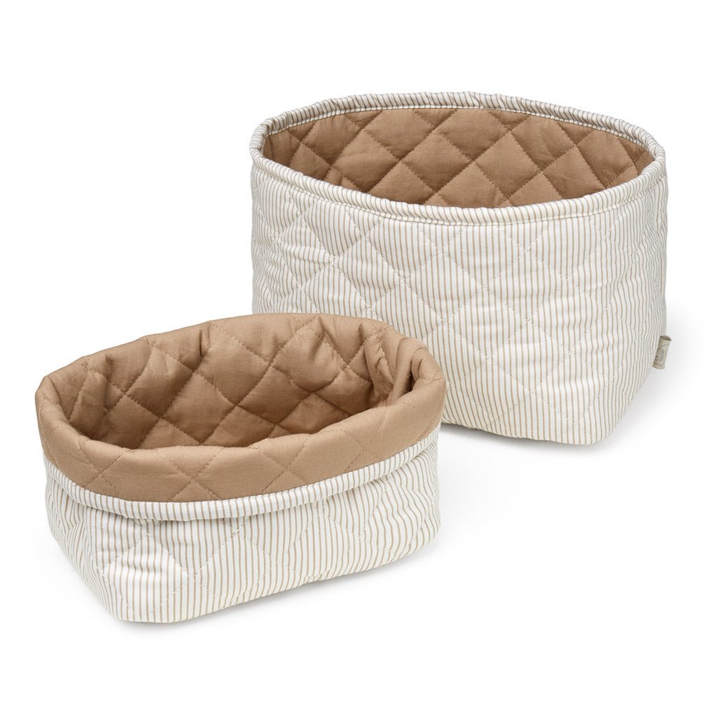 Cam Cam Quilted Storage Basket 2er-Set – Classic Stripes Camel/Camel (OCS)