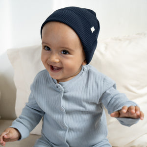 Minimalisma "Bambi" Beanie Seide Baumwolle in Dark Blue – Detailansicht 2