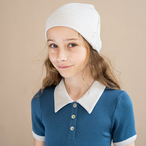 Minimalisma "Bambi" Beanie Seide Baumwolle in Ecru – Detailansicht 2