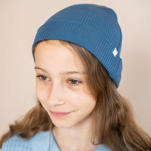 minimalisma Beanie Seide-Baumwolle "Bambi" Fjord Blue