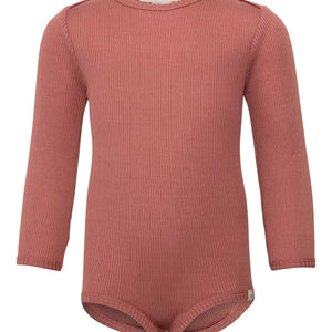 Langärmliger Baby Body aus Seide und Baumwolle in Rosa