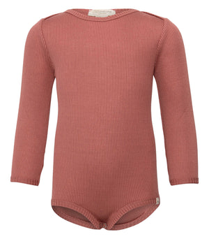 Langärmliger Baby Body aus Seide und Baumwolle in Rosa