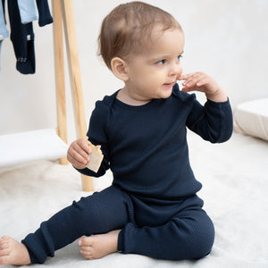 minimalisma Silk-Cotton Bodysuit "Bono" Dark Blue