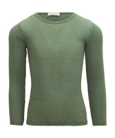 Langarmshirt aus Merinowolle in Grün – minimalisma "Atlantic", nahtlos & weich