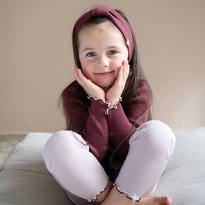 Minimalisma Stirnband Merino Alba in Bordeaux – Detailansicht 4