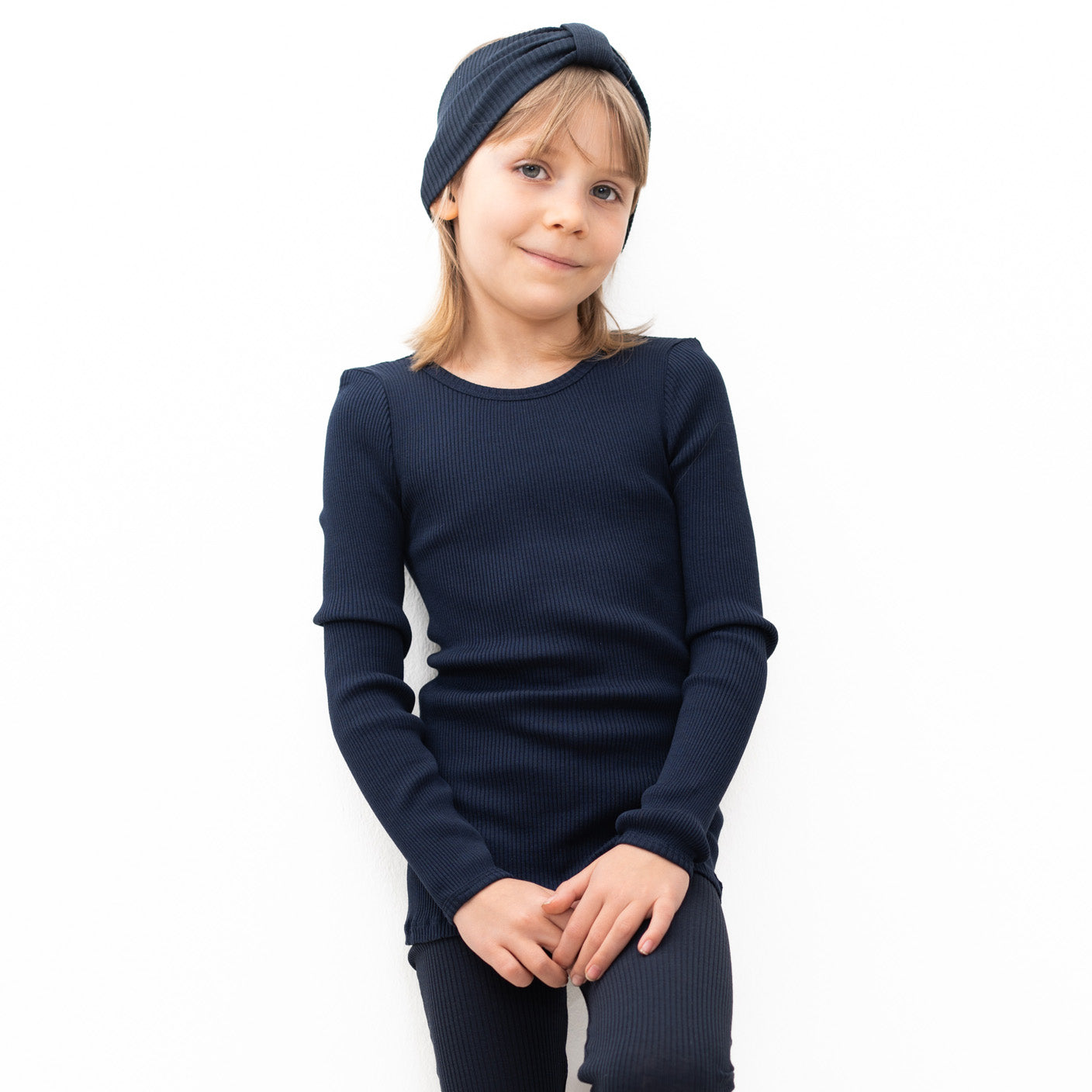 minimalisma Stirnband Seide-Baumwolle "Bi" Dark Blue