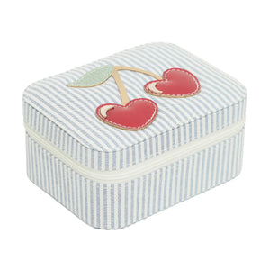 Mimi & Lula Cherry Jewellery Box in blau-weißem Streifendesign mit Kirsch-Applikation