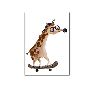 Halfbird Postcard "Giraffe on Skateboard"