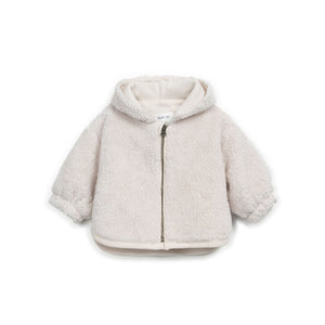 Fellmantel aus Jersey mit Kapuze, Reißverschluss, elastischen Bündchen und Bindegürtel, nachhaltig produziert in Portugal.