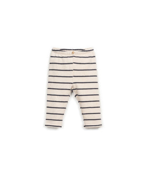 Gestreifte Jersey-Leggings mit elastischem Bund und Kokosknopf, hergestellt in Portugal.