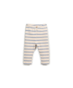 Gestreifte Jersey-Leggings in Blau mit elastischem Bund und Kokosknopf, hergestellt in Portugal