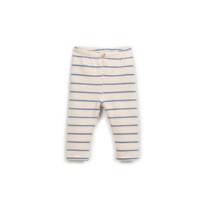 Gestreifte Jersey-Leggings in Blau mit elastischem Bund und Kokosknopf, hergestellt in Portugal