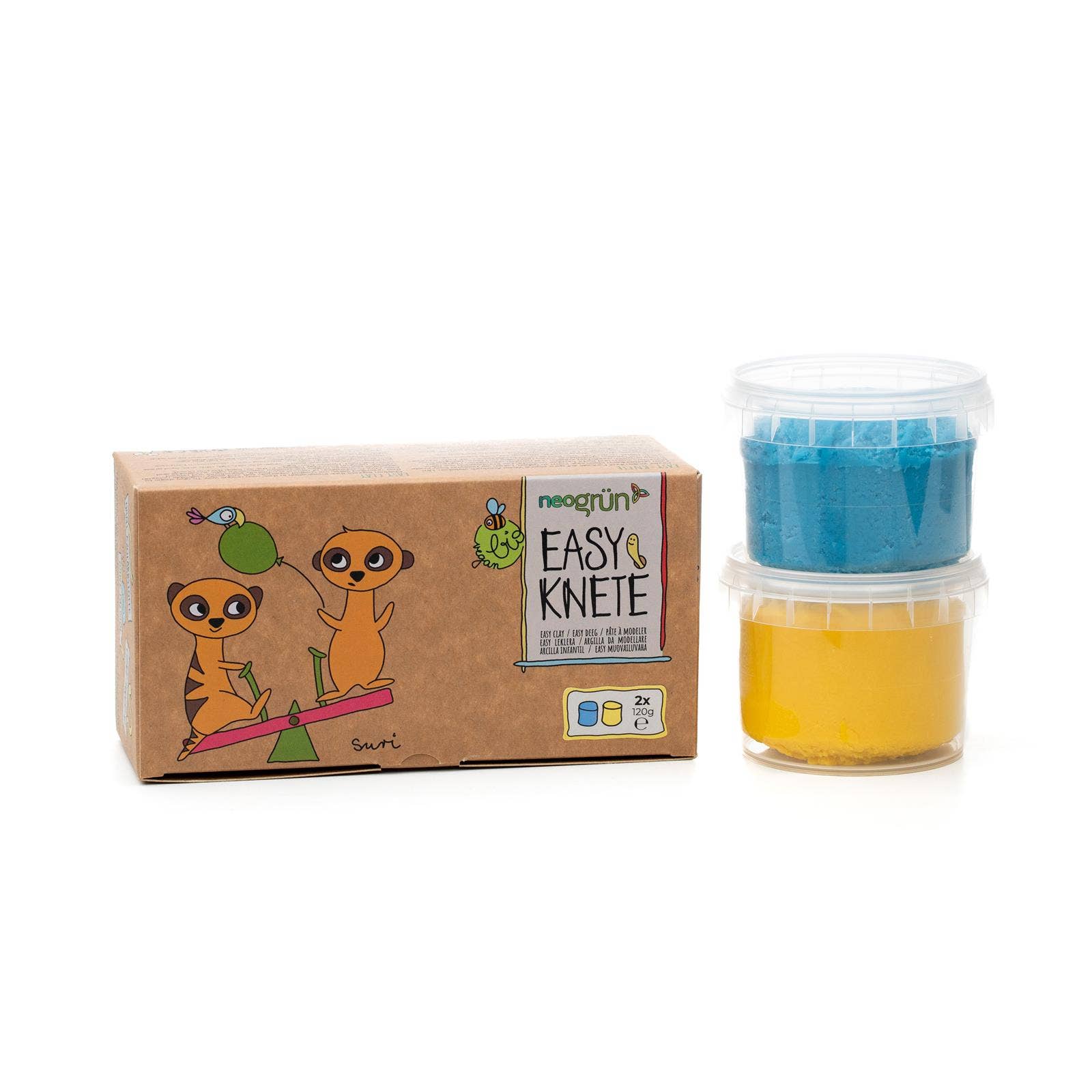 Neongrün Bio-Knete vegan 2er Set "Suri" blau/gelb