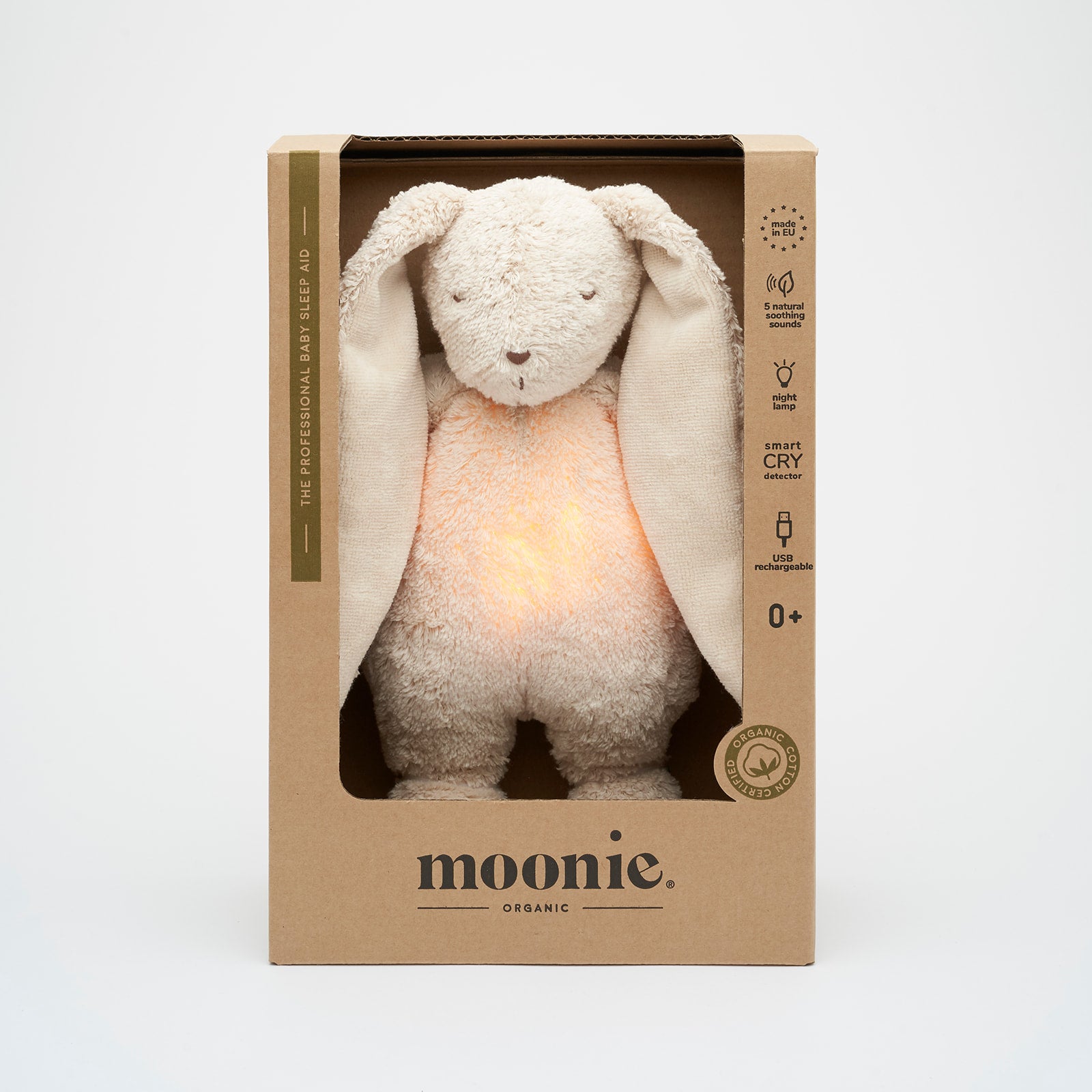 Moonie Hase mit Licht 2.0 "Organic Humming Bunny" | Sand