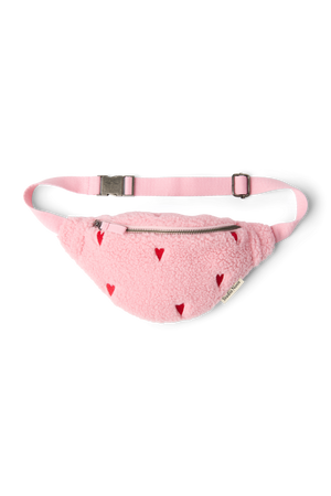 Studio Noos Sac bandoulière Teddy "Mini Fanny Pack" | Cœurs roses clairs