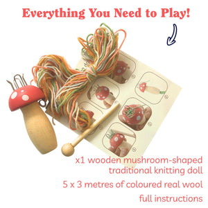 House of Marbles Wooden Knitting Mushroom – Strickliesel