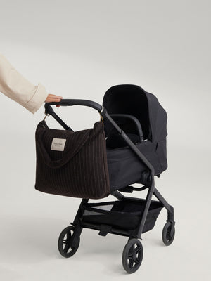 Studio Noos Sac à langer en flanelle rayée "Diaper Bag" | Marron