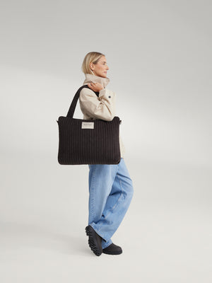 Studio Noos Sac à langer en flanelle rayée "Diaper Bag" | Marron
