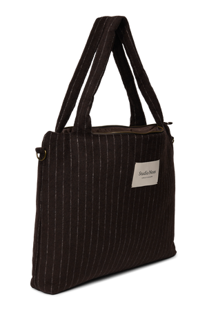Studio Noos Sac à langer en flanelle rayée "Diaper Bag" | Marron