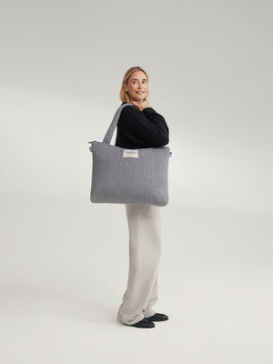 Studio Noos Wickeltasche Flannel Chalkstripe "Diaper Bag" | Light Grey