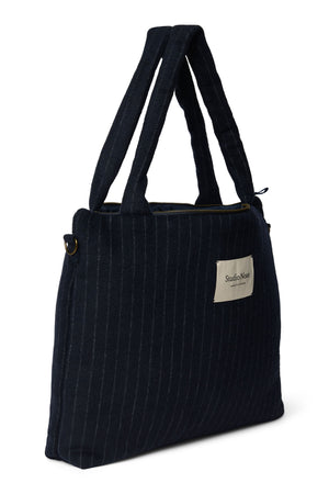 Studio Noos Wickeltasche Flannel Chalkstripe "Diaper Bag" | Dark Blue