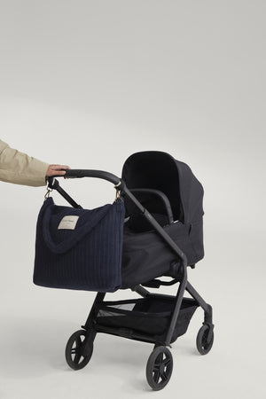 Studio Noos Wickeltasche Flannel Chalkstripe "Diaper Bag" | Dark Blue