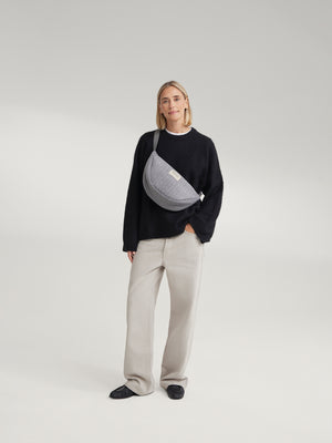 Studio Noos Umhängetasche Flannel Chalkstripe "Adult Fanny Pack" | Light Grey