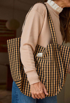 Gabrielle Paris Baumwollhandtasche | Vichy Café