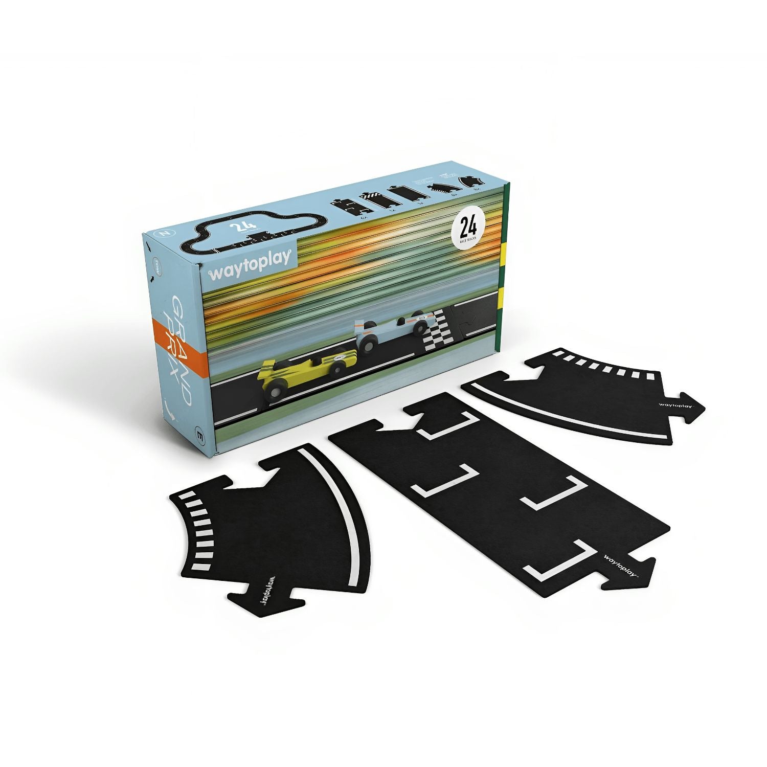 Waytoplay Grand Prix Set mit flexibler Rennbahn aus Gummi, 24-teilig