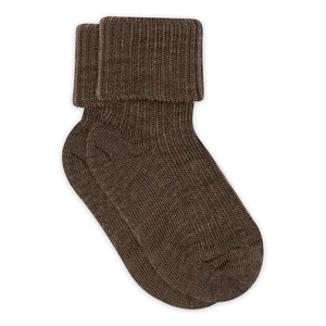 MP Denmark Woll-Rippsocken Baby in Braun Meliert