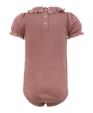 minimalisma Kurzarmbody Seide-Baumwolle "Bohemia" Antique Rose mit Sweet Rose