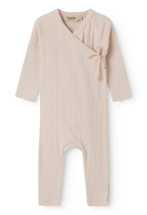 Baby-Wickel-Jumpsuit von MarMar Copenhagen, Rula Jumpsuit Misty Pink, weich, bequem & praktisches Wickeldesign