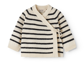 Baby-Wickel-Cardigan von MarMar Copenhagen, Tanea Cardigan Off White Stripe, leicht & atmungsaktiv, einfaches Wickeldesign