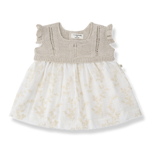 1+ in the family Kleid Saona Ecru aus 100 % Bio-Baumwolle für Babys
