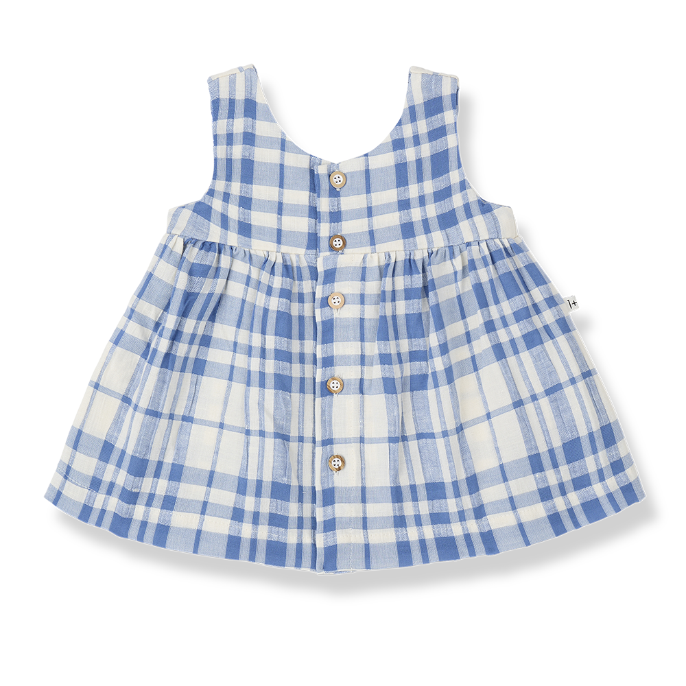 1+ in the family Kleid Aranella Ultramarine aus Baumwoll-Leinen-Mix für Babys