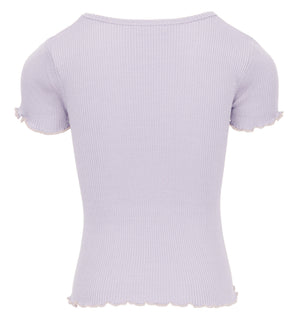 minimalisma Kurzarmshirt Seide 2-6Y "Blomst" Mauve mit Ecru