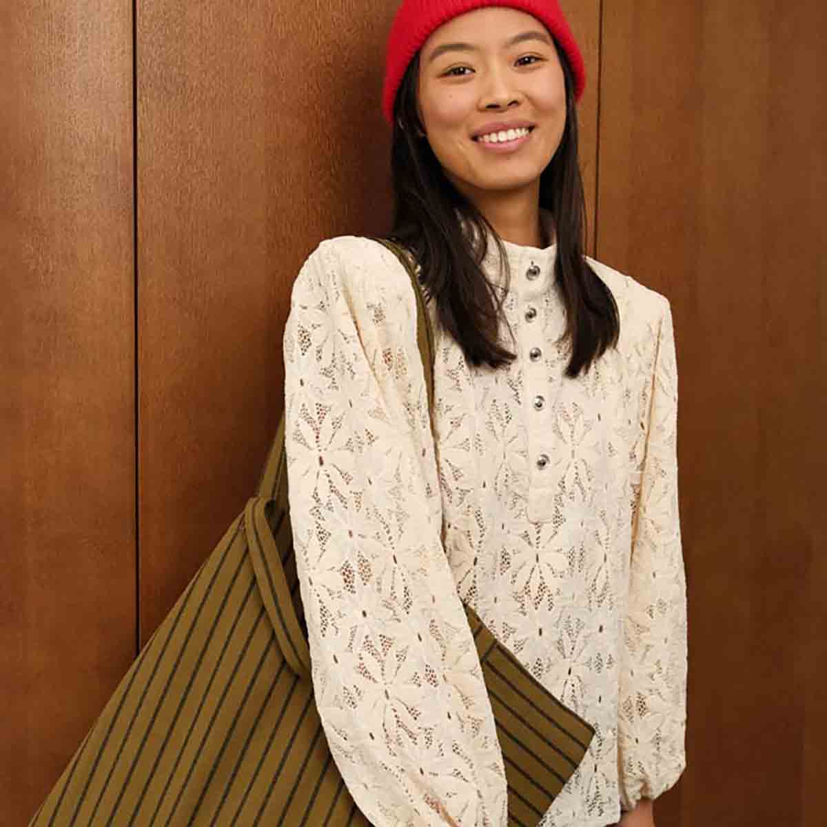 Rose in April Tasche "Elisa" Leo Olive gestreift