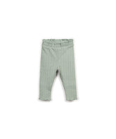 Leggings in Hellgrün mit elastischem Bund und geripptem Muster, hergestellt in Portugal.