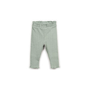 Leggings in Hellgrün mit elastischem Bund und geripptem Muster, hergestellt in Portugal.