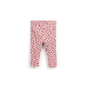 Jersey-Leggings in Hellrosa mit elastischem Bund und gepunktetem Print, hergestellt in Portugal.