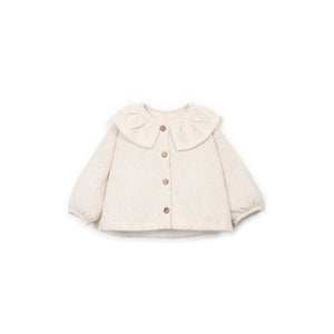 Play Up Jersey Cardigan Bio Resin, Kinder Jersey-Cardigan mit dekorativem Rüschenkragen und Kokosknöpfen