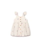 Play Up Woven Dress Bio Resin, Kinderkleid aus Baumwolle mit süßem Print, Rüschen und Knopfleiste vorne, luftig & bequem