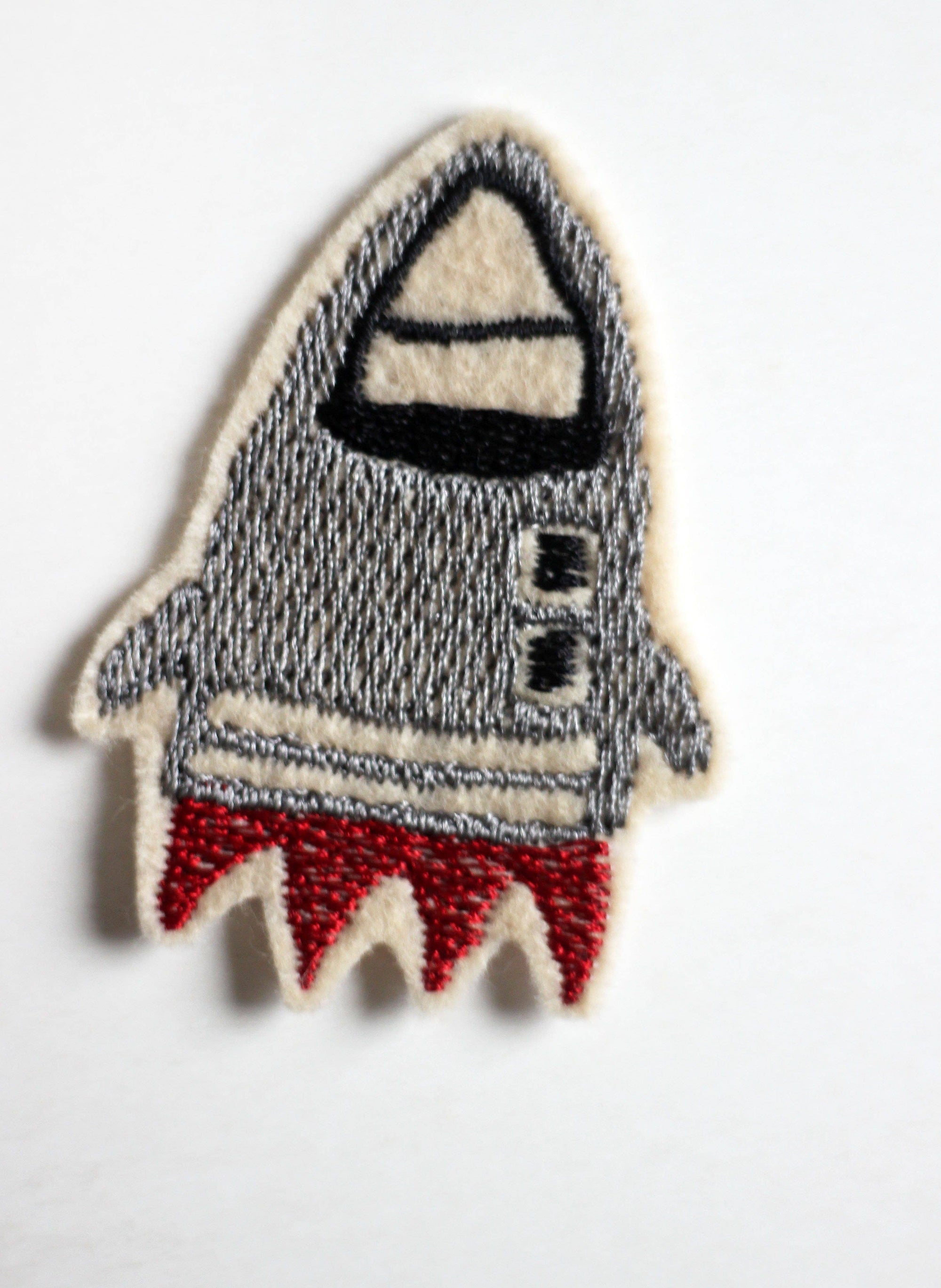 Halfbird Aufnäher "Rakete grau" | Bügelflicken