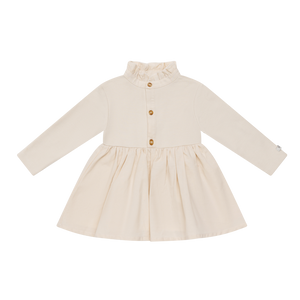 Donsje Kleid Louen Taupe Macaroon, Bio-Baumwolle, verspielter Schnitt, Kinderkleid, bequem & atmungsaktiv