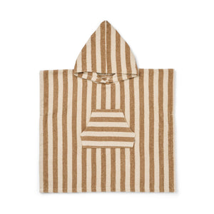 Wheat Frottee-Poncho  "Lille" | Cappucino Stripe