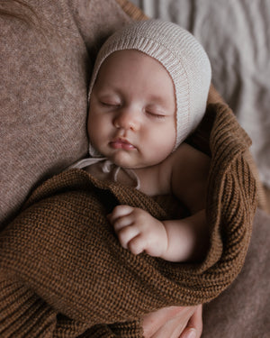 Hvid Newborn Strickmütze Cream