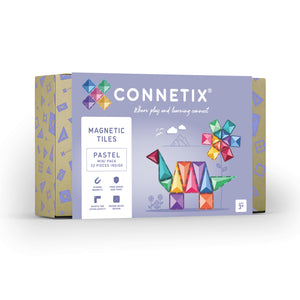 Connetix Magnetbausteine „Pastel Mini Pack“ – 32-teiliges Set mit magnetischen Quadraten und Dreiecken in sanften Pastellfarben, ideal für kreative Einsteiger.