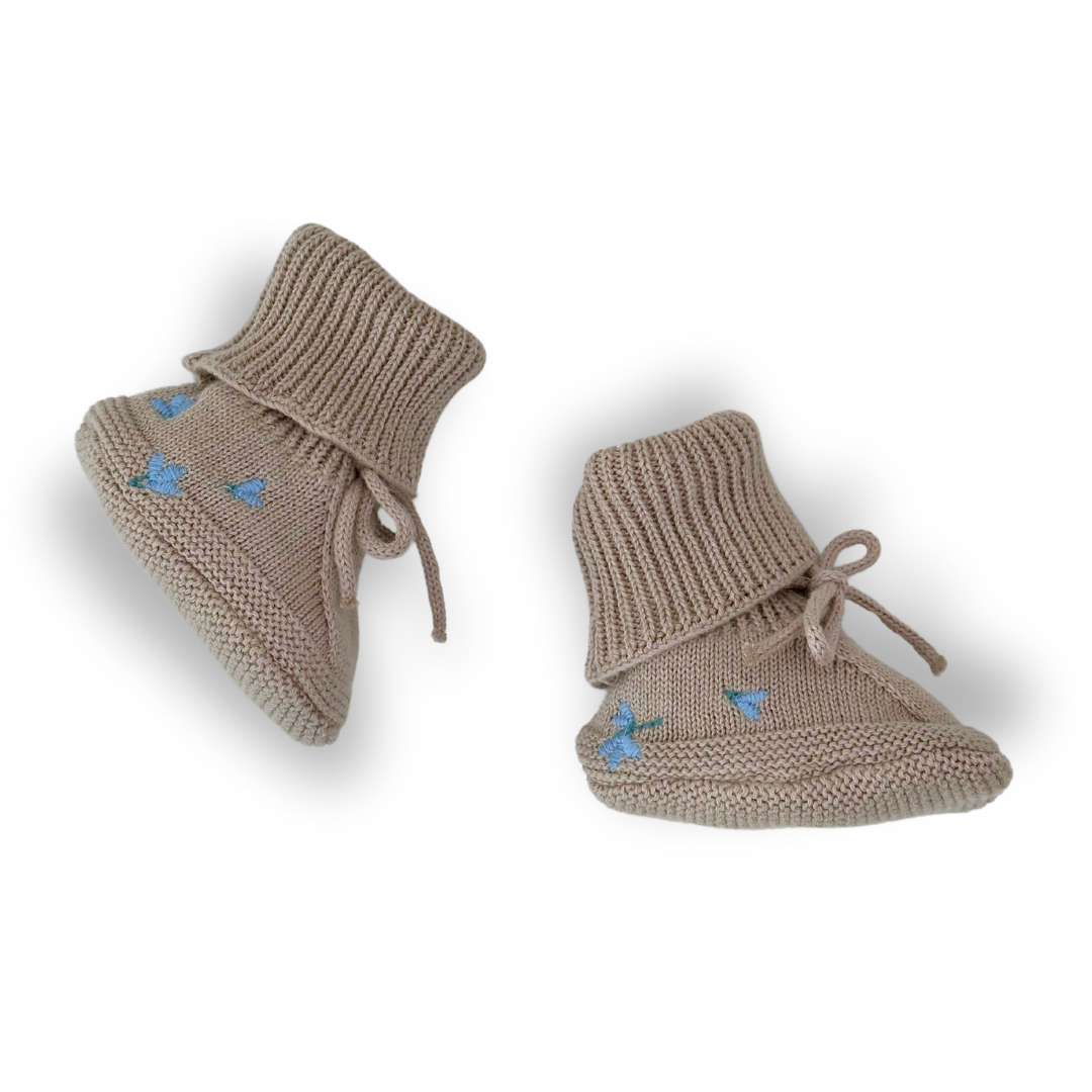 Saga Copenhagen Baby Strickschuhe - Bio-Baumwolle | Khaki