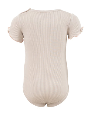 minimalisma Kurzarmbody Seide-Baumwolle "Buddy" Ecru mit Sweet Rose